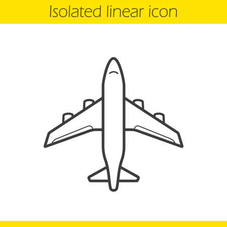 Plane linear icon. Thin line illustration. Airplane flight contour symbol. Vector isolated outline drawingのイラスト素材