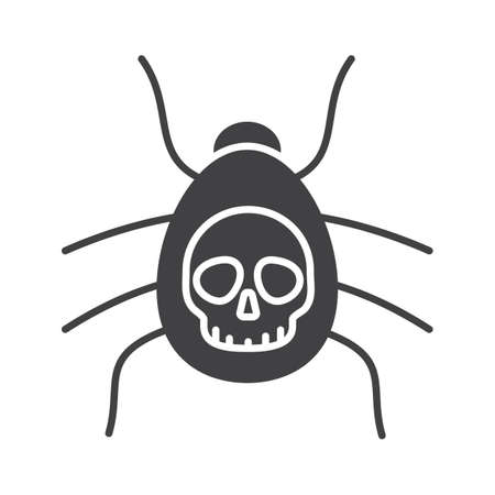 Poisonous spider icon. Danger bug silhouette symbol. Computer virus. Negative space. Vector isolated illustrationのイラスト素材