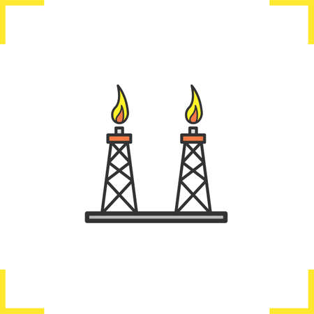 Gas tower color icon. Gas derrick. Isolated vector illustrationのイラスト素材