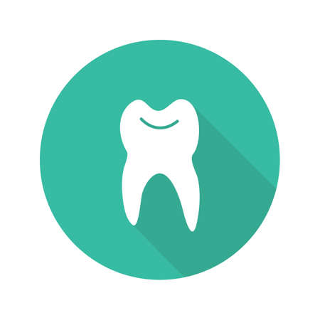 Dentist flat design long shadow icon. Human tooth. Stomatology. Vector silhouette symbolのイラスト素材