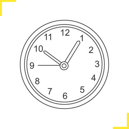 Wall clock linear illustration. Time. Isolated vector iconのイラスト素材