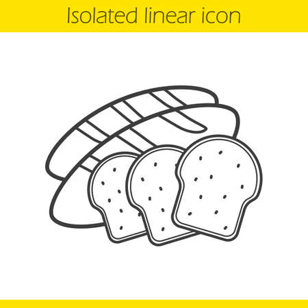 Bread linear icon. Grain products. Thin line illustration. Bakery. Toasts and long loaf contour symbol. Vector isolated outline drawingのイラスト素材
