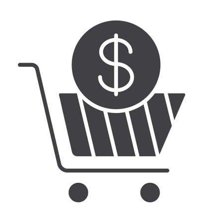 Add to cart icon. Buy silhouette symbol with dollar sign. Negative space. Vector isolated illustrationのイラスト素材