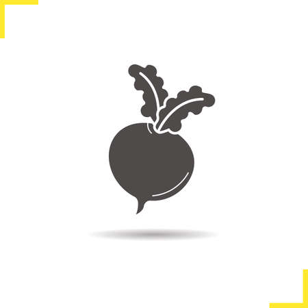 Beet root icon. Drop shadow silhouette symbol. Turnip. Negative space. Vector isolated illustrationのイラスト素材