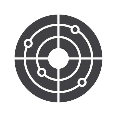 Shooting range icon. Gun target with bullet holes. Drop shadow radar silhouette symbol. Negative space. Vector isolated illustrationのイラスト素材