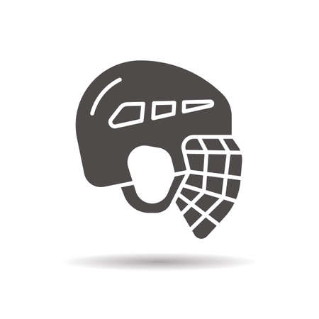Hockey helmet icon. Drop shadow silhouette symbol. Negative space. Vector isolated illustrationのイラスト素材