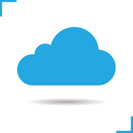Cloud computing icon. Drop shadow silhouette symbol. Blue cloud in the sky. Vector isolated...