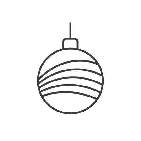 Christmas tree ball linear icon. Thin line illustration. Xmas tree bauble contour symbol. Vector isolated outline drawingのイラスト素材