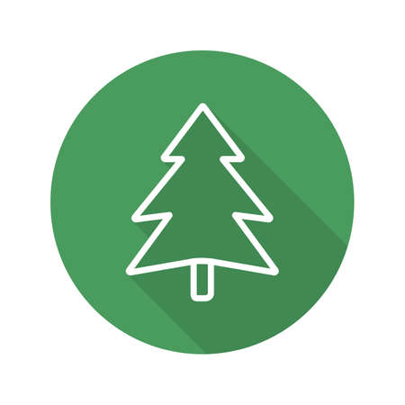Fir tree flat linear long shadow icon. Forest sign. Vector line symbolのイラスト素材