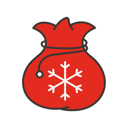 Santa Claus gift bag color icon. Isolated vector illustrationのイラスト素材