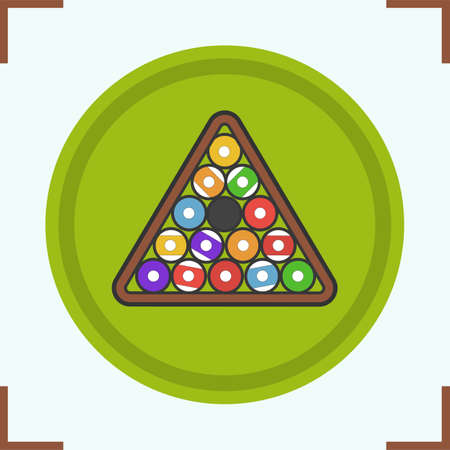 Billiard balls rack color icon. Pool game equipment. Isolated vector illustration