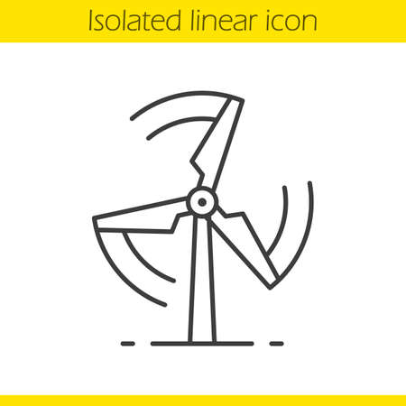 Rotating windmill linear icon. Thin line illustration. Wind eco energy contour symbol. Vector isolated outline drawingのイラスト素材