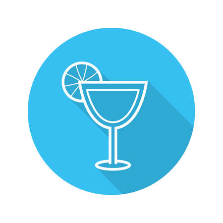 Margarita cocktail flat linear long shadow icon. Martini drink. Vector line symbolのイラスト素材