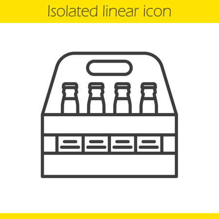 Beer bottles box linear icon. Thin line illustration. Contour symbol. Vector isolated outline drawingのイラスト素材