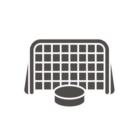 Hockey goal icon. Silhouette symbol. Hockey puck in gates. Negative space. Vector isolated illustrationのイラスト素材
