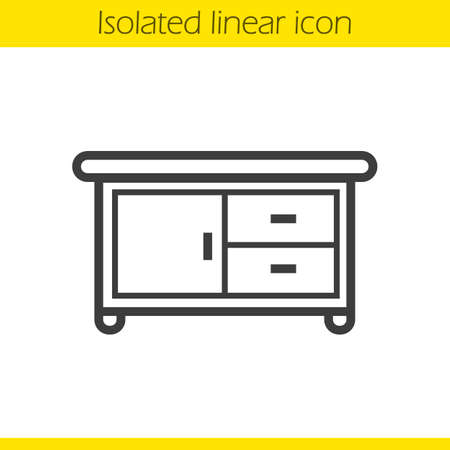 Kitchen table linear icon. Thin line illustration. Kitchen counter contour symbol. Vector isolated outline drawingのイラスト素材