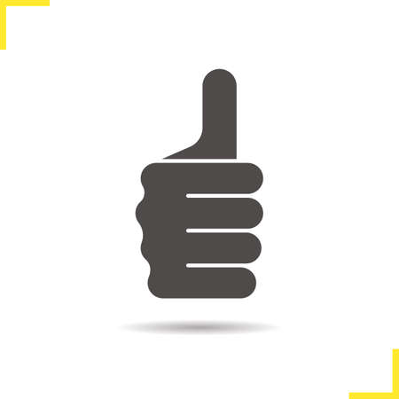 Thumbs up hand gesture icon. Drop shadow silhouette symbol. Approval and like sign. Negative space. Vector isolated illustrationのイラスト素材