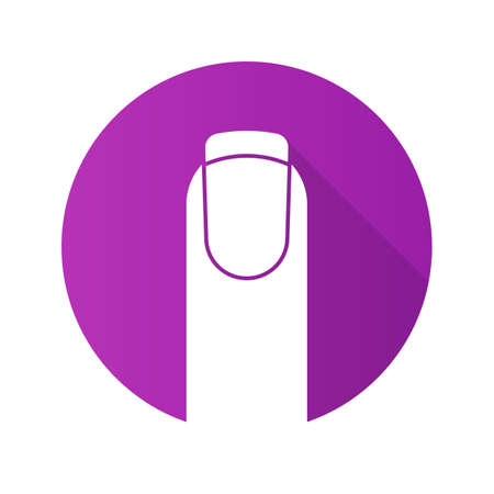 French manicure flat design long shadow icon. Woman nail with manicure. Vector silhouette symbolのイラスト素材