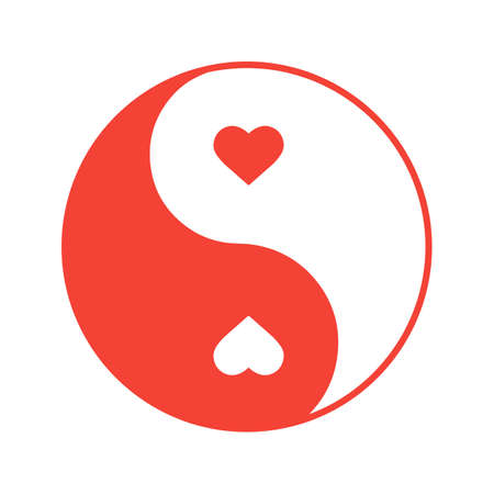 Yin Yang with hearts color icon. Isolated vector illustrationのイラスト素材