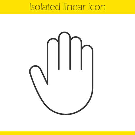 Palm linear icon. Hand thin line illustration. Stop, greeting and high five gesture contour symbol. Vector isolated outline drawingのイラスト素材