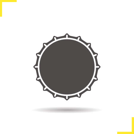 Beer bottle cap icon. Drop shadow silhouette symbol. Negative space. Vector isolated illustrationのイラスト素材