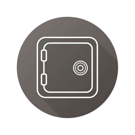 Bank vault flat linear long shadow icon. Safe deposit box. Vector line symbolのイラスト素材