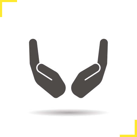 Cupped hands icon. Drop shadow silhouette symbol. Negative space. Vector isolated illustrationのイラスト素材