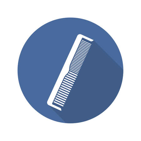 Comb flat design long shadow icon. Hair brush. Vector silhouette symbolのイラスト素材