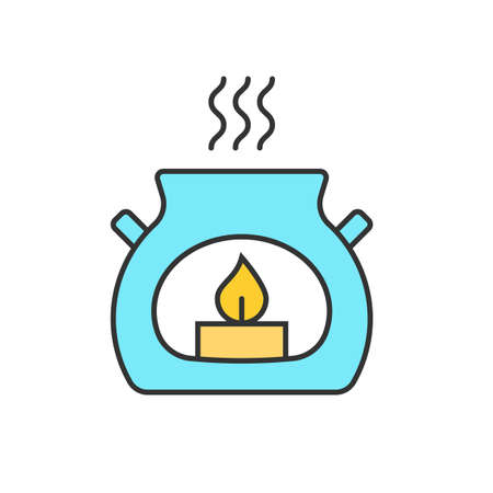 Spa salon aroma candle color icon. Aromatherapy. Isolated vector illustrationのイラスト素材