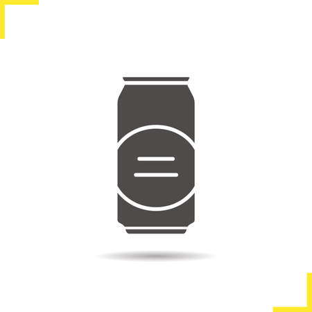 Beer can glyph icon. Drop shadow silhouette symbol. Aluminium can. Negative space. Vector isolated illustrationのイラスト素材