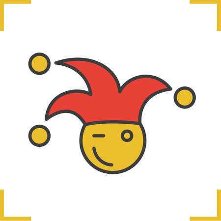 1st April fool color icon. Jester. Joker. Isolated vector illustrationのイラスト素材