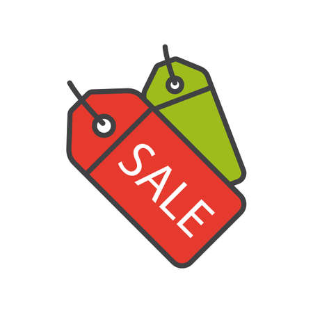 Sale badges color icon. Store price tag. Isolated vector illustrationのイラスト素材