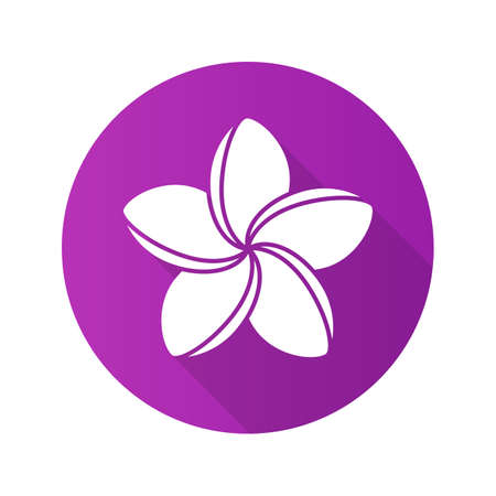 Spa salon plumeria flower. Flat design long shadow icon. Aromatherapy. Vector silhouette symbolのイラスト素材