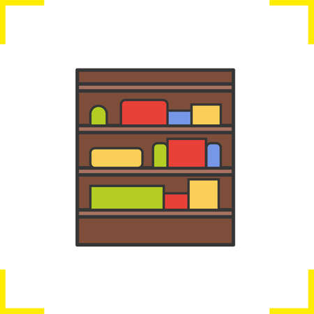 Shop shelves color icon. Supermarket stand with goods. Isolated vector illustrationのイラスト素材