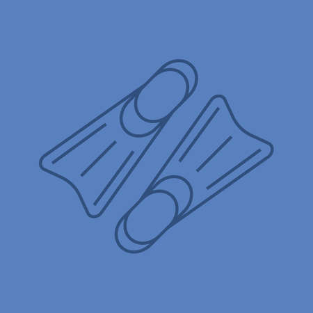 Flippers color linear icon. Scuba diving fins. Thin line contour symbols on color background. Vector...