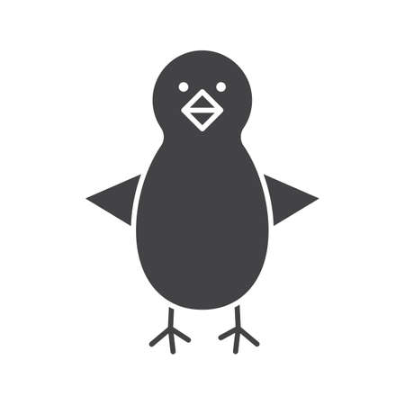 Chicken glyph icon. Silhouette symbol. Nestling. Negative space. Vector isolated illustrationのイラスト素材