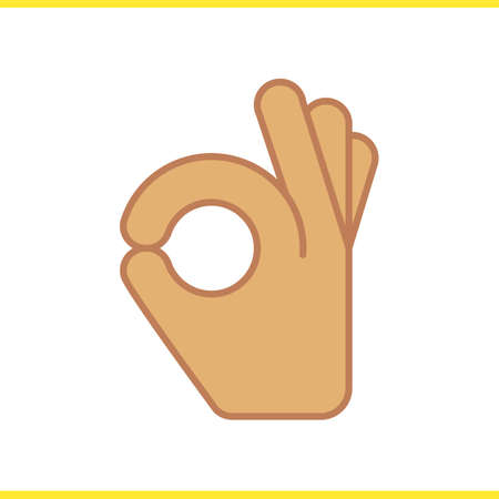OK hand gesture color icon. Isolated vector illustrationのイラスト素材