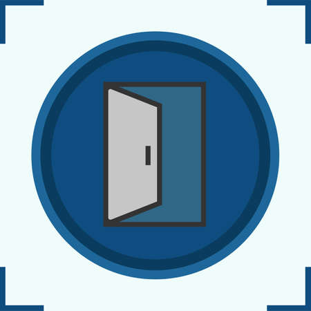 Open door color icon. Building exit. Doorway. Isolated vector illustrationのイラスト素材