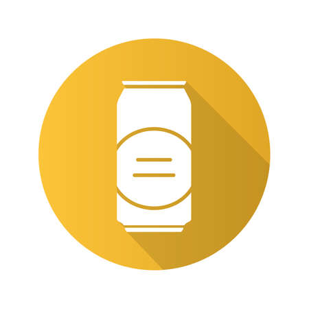 Beer can flat design long shadow icon. Vector silhouette symbolのイラスト素材