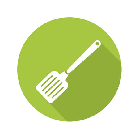 Spatula flat design long shadow icon. Kitchen turner. Vector silhouette symbolのイラスト素材