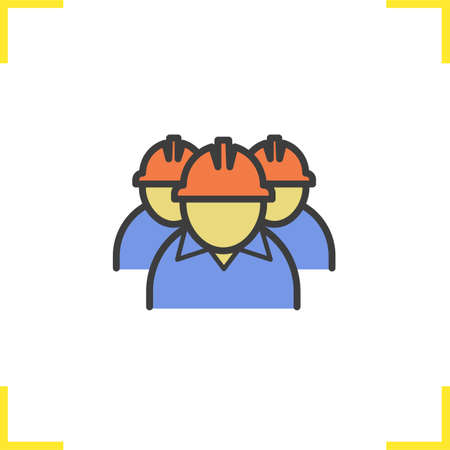 Mine workers color icon. Industrial factory workers. Isolated vector illustrationのイラスト素材