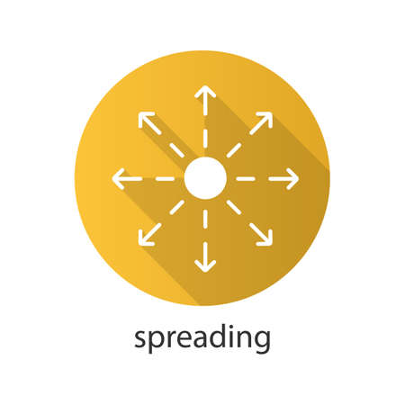 Spreading flat design long shadow icon. Distribution abstract metaphor. Vector silhouette symbolのイラスト素材