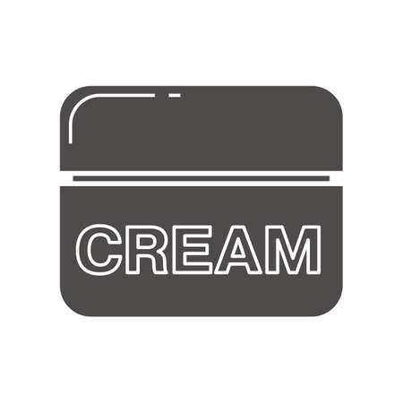 Face cream jar glyph icon. Silhouette symbol. Cosmetics. Negative space. Vector isolated illustrationのイラスト素材