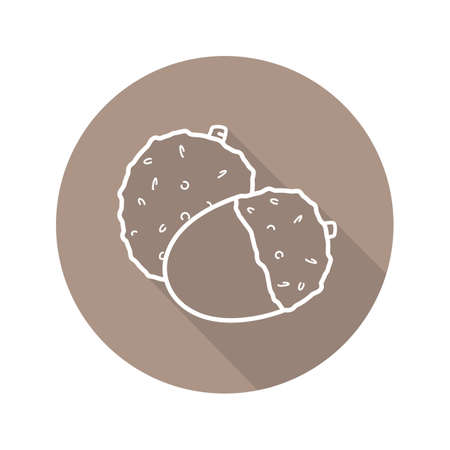 Lychee fruit flat linear long shadow icon. Vector line symbolのイラスト素材