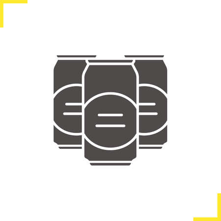 Beer cans glyph icon. Silhouette symbol. Negative space. Vector isolated illustrationのイラスト素材