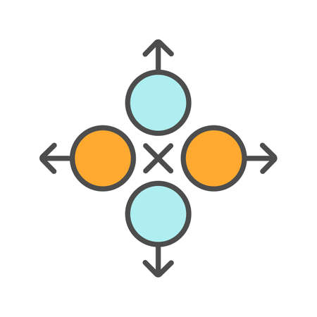 Directions symbol color icon. Abstract metaphor. Isolated vector illustrationのイラスト素材