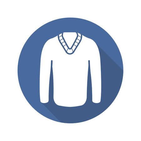 Sweater flat design long shadow icon. Winter pullover. Vector silhouette symbolのイラスト素材