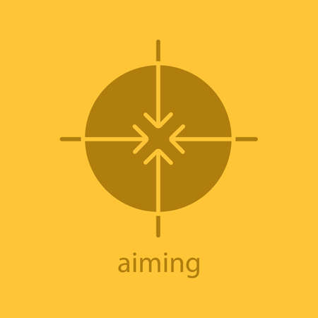 Aiming abstract symbol glyph color icon. Silhouette symbol. All direction arrows. Negative space. Vector isolated illustrationのイラスト素材