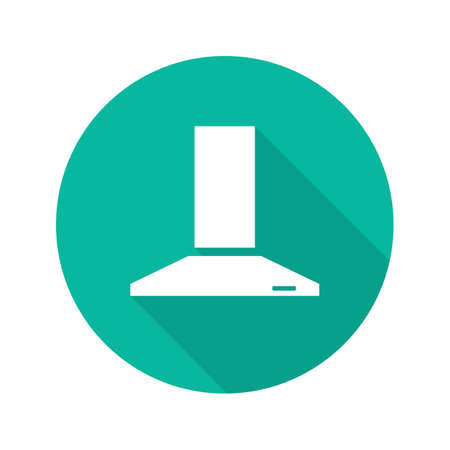 Range hood flat design long shadow icon. Extractor hood. Vector silhouette symbolのイラスト素材