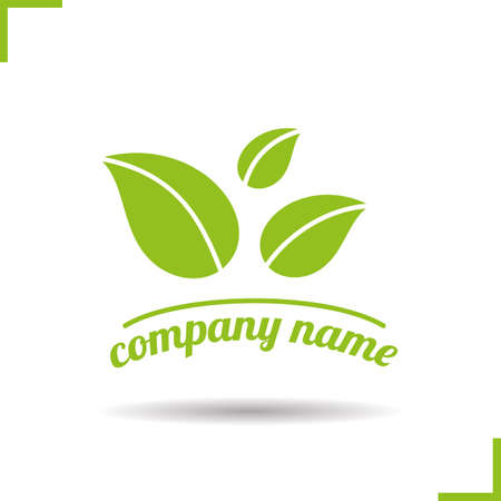 Leaves with company name sign. Color icon. Ecology logo concept. Isolated vector illustrationのイラスト素材